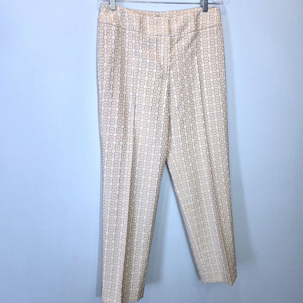 NWOT Talbots Collection Gold & Cream Brocade Trousers Size 8